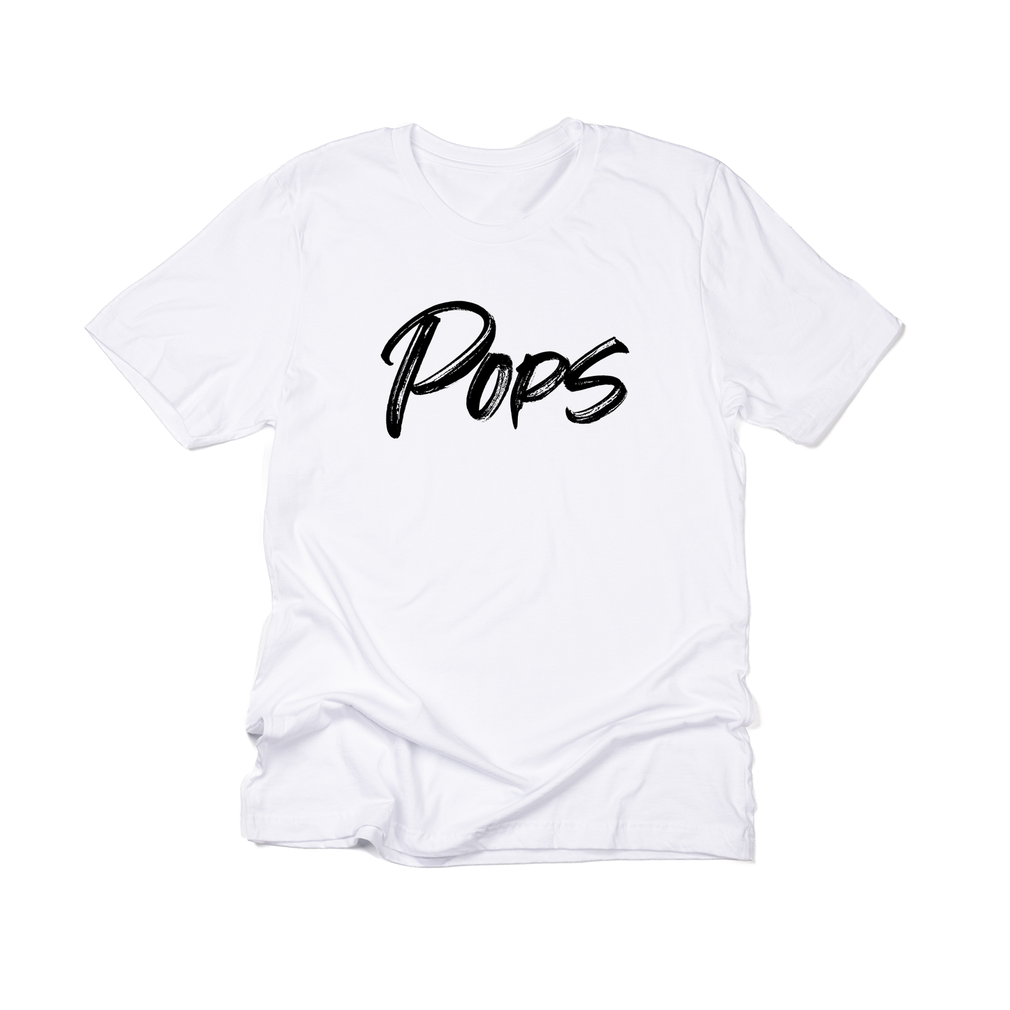 Pops (Brushed, Black, Across Front) - Tee (White)