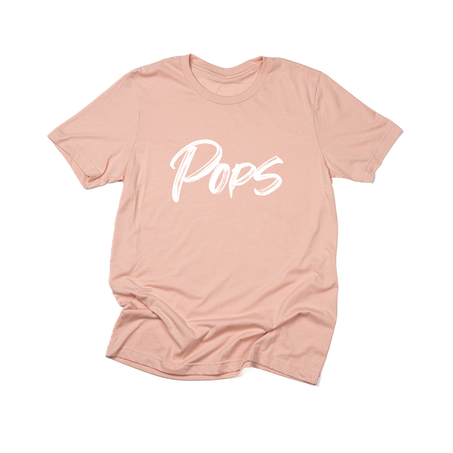 Pops (Brushed, White, Across Front) - Tee (Peach)