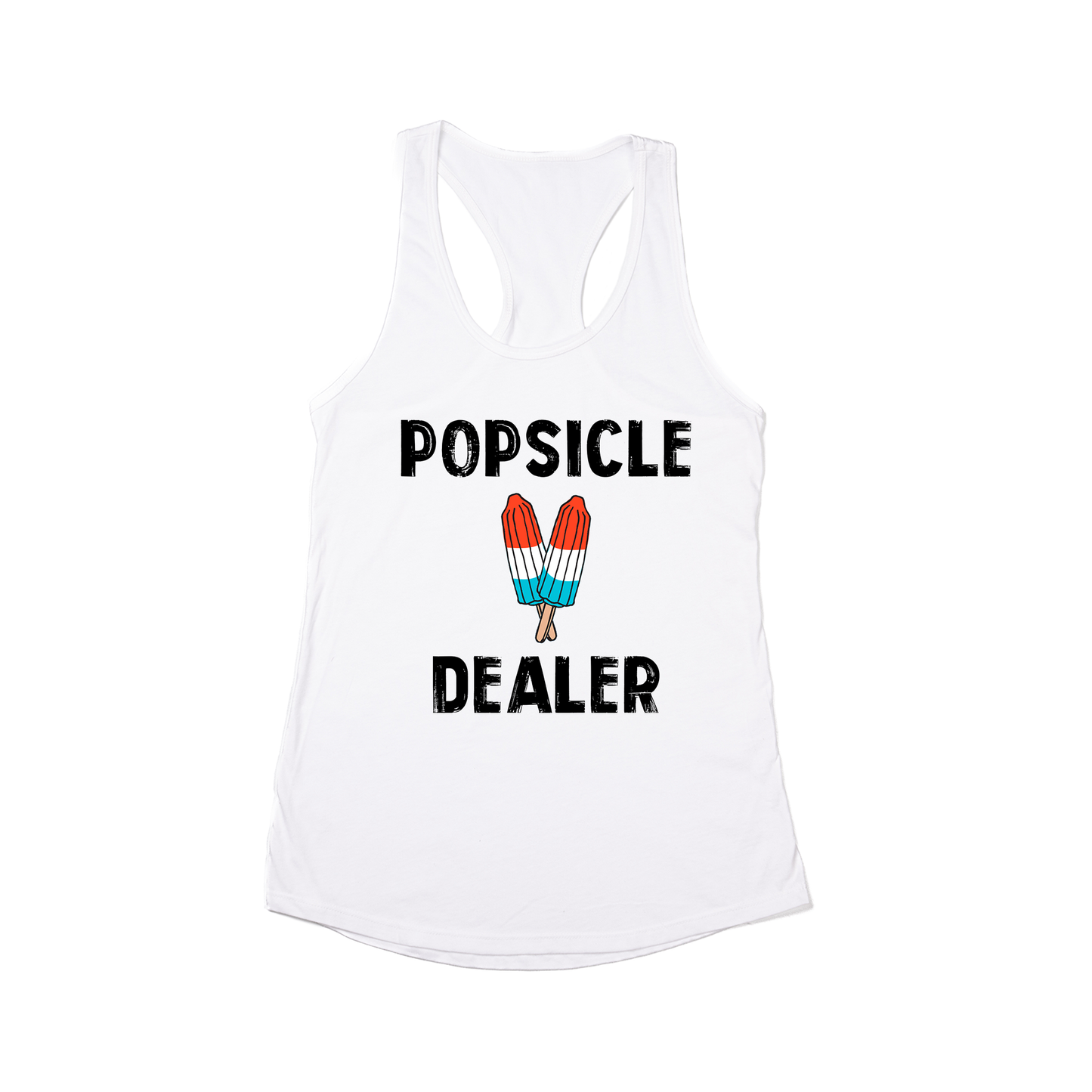 Popsicle Dealer (Black) - Women's Racerback Tank Top (White)