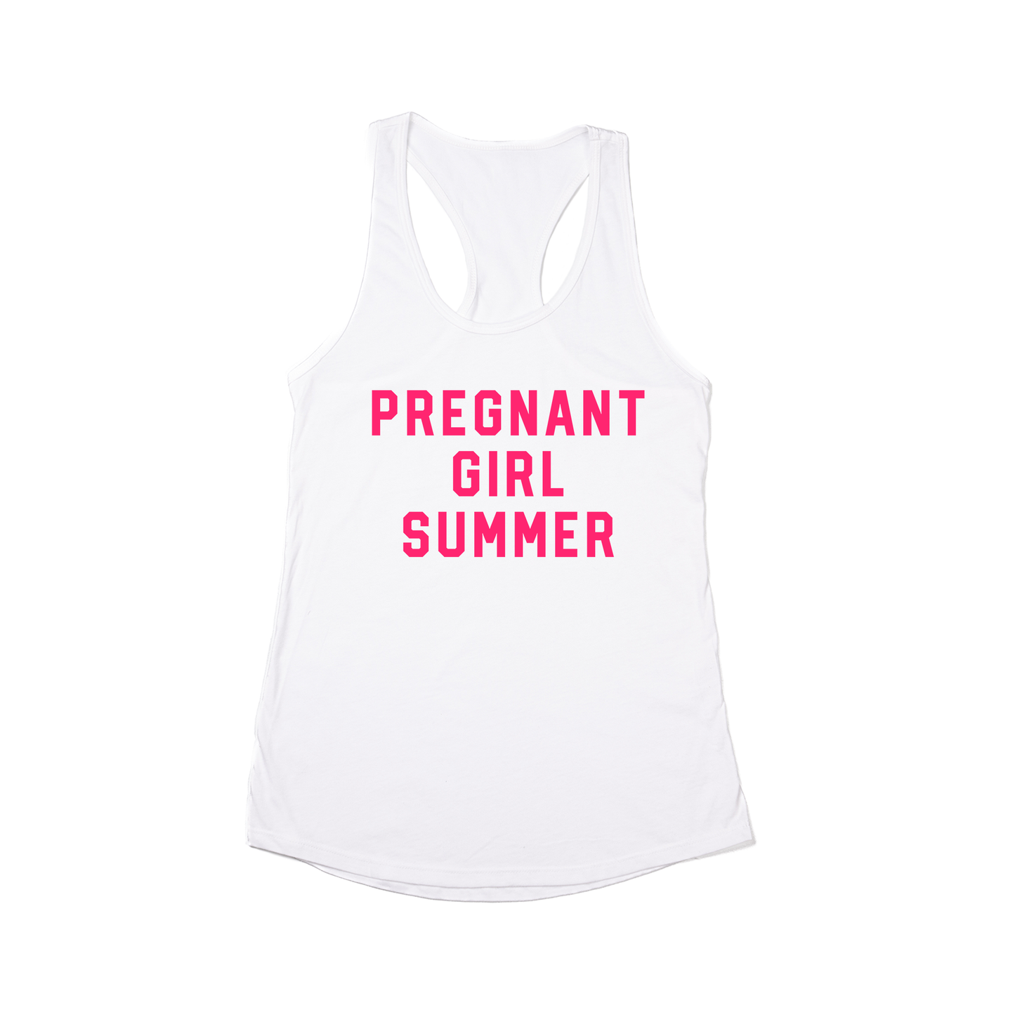 Pregnant Girl Summer (Hot Pink) - Women's Racerback Tank Top (White)