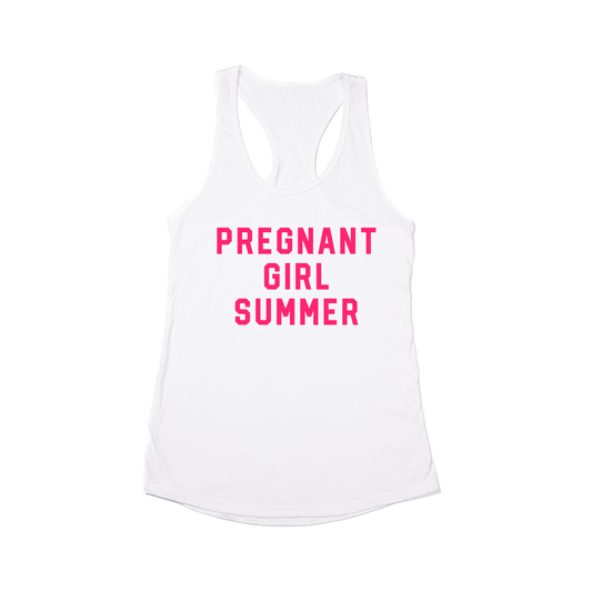 Pregnant Girl Summer (Hot Pink) - Women's Racerback Tank Top (White)
