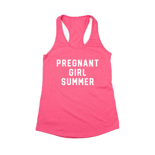 Pregnant Girl Summer (White) - Women's Racerback Tank Top (Hot Pink)