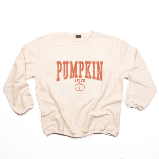 Pumpkin Spice (Varsity) - Corded Sweatshirt (Ivory)