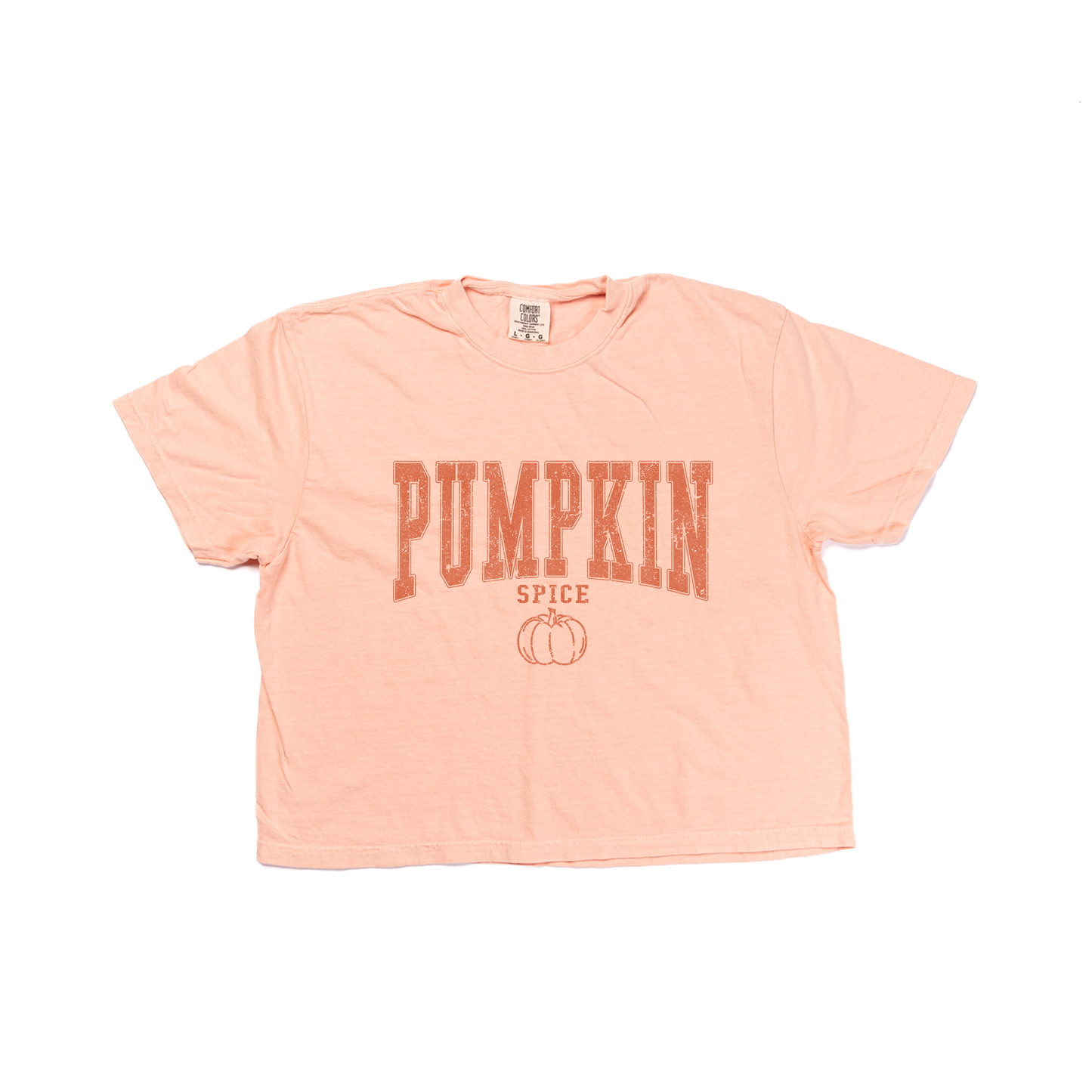 Pumpkin Spice (Varsity) - Cropped Tee (Peach)