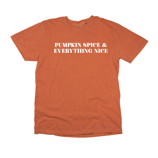 Pumpkin Spice & Everything Nice (Version 2, White) - Tee (Vintage Rust, Short Sleeve)