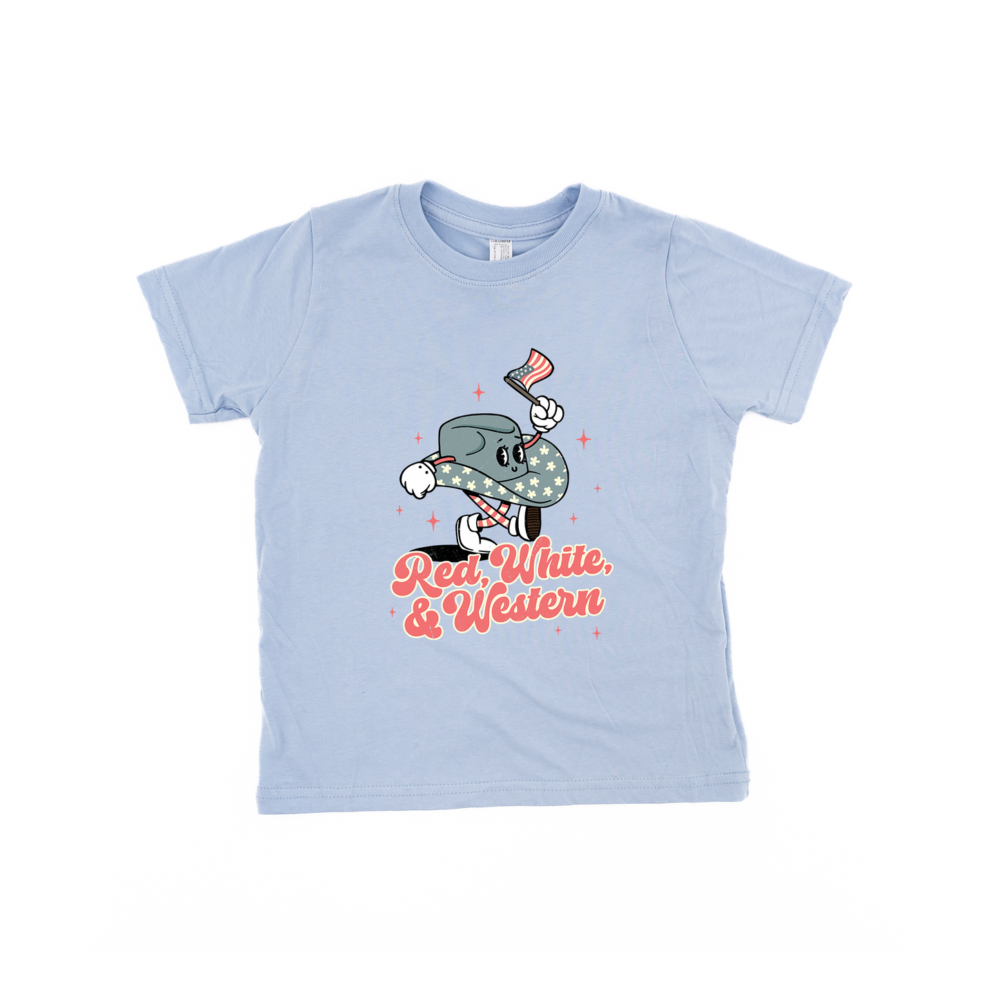 Red, White, & Western - Kids Tee (Carolina Blue)