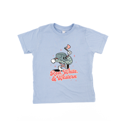 Red, White, & Western - Kids Tee (Carolina Blue)