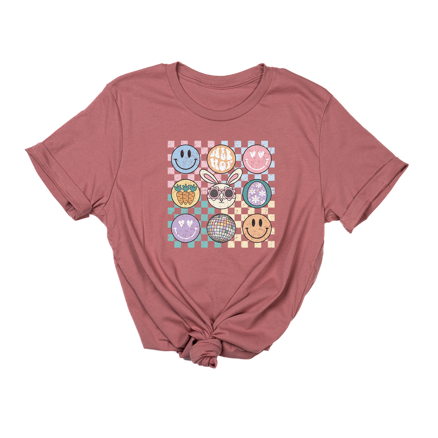 Retro Checkered Disco Easter - Tee (Mauve)