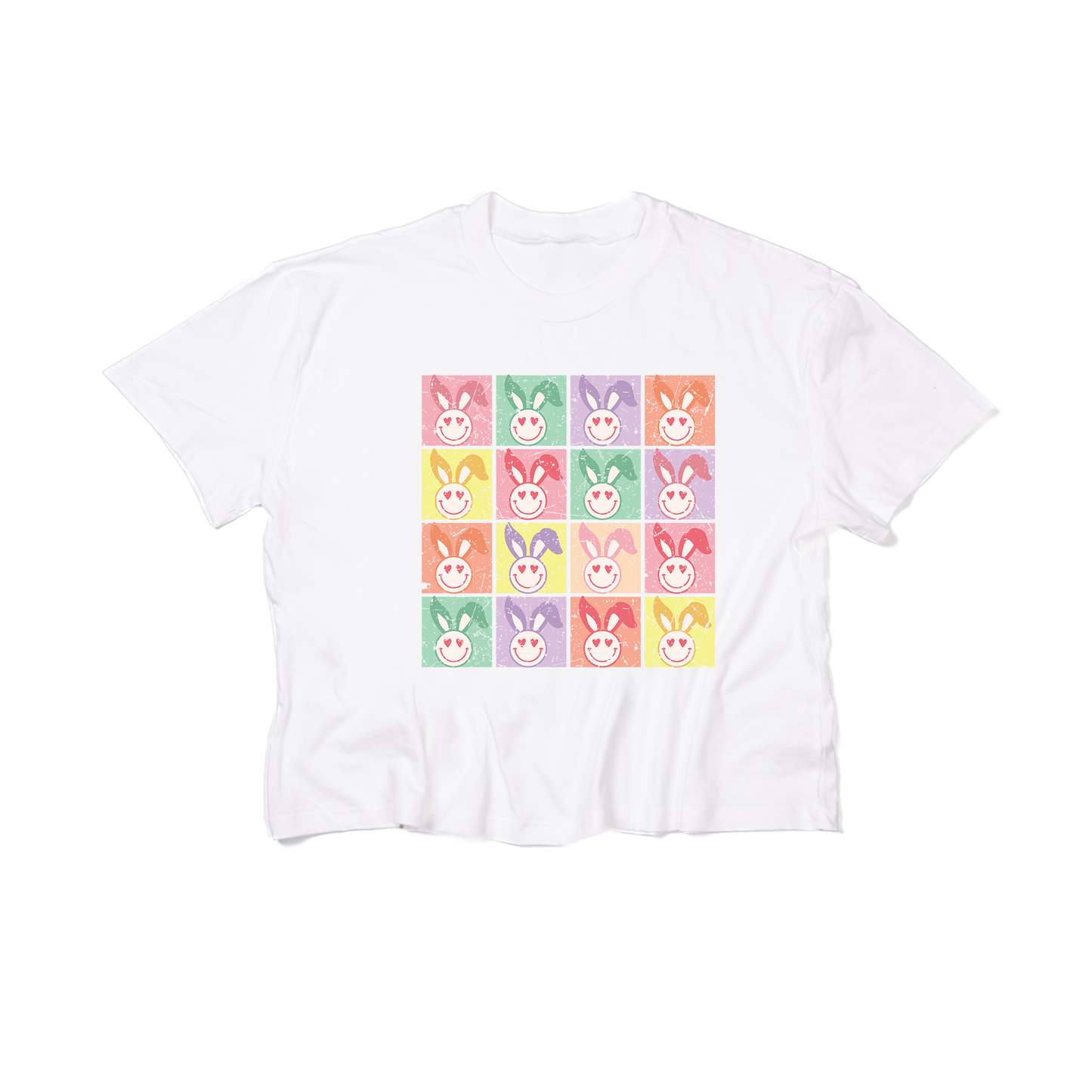 Retro Groovy Bunnies - Cropped Tee (White)