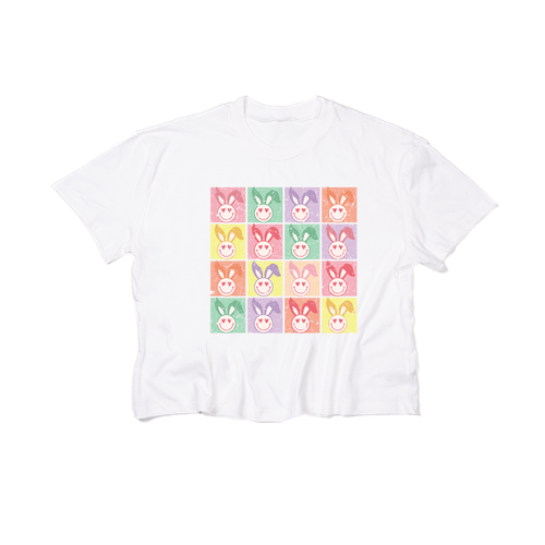 Retro Groovy Bunnies - Cropped Tee (White)