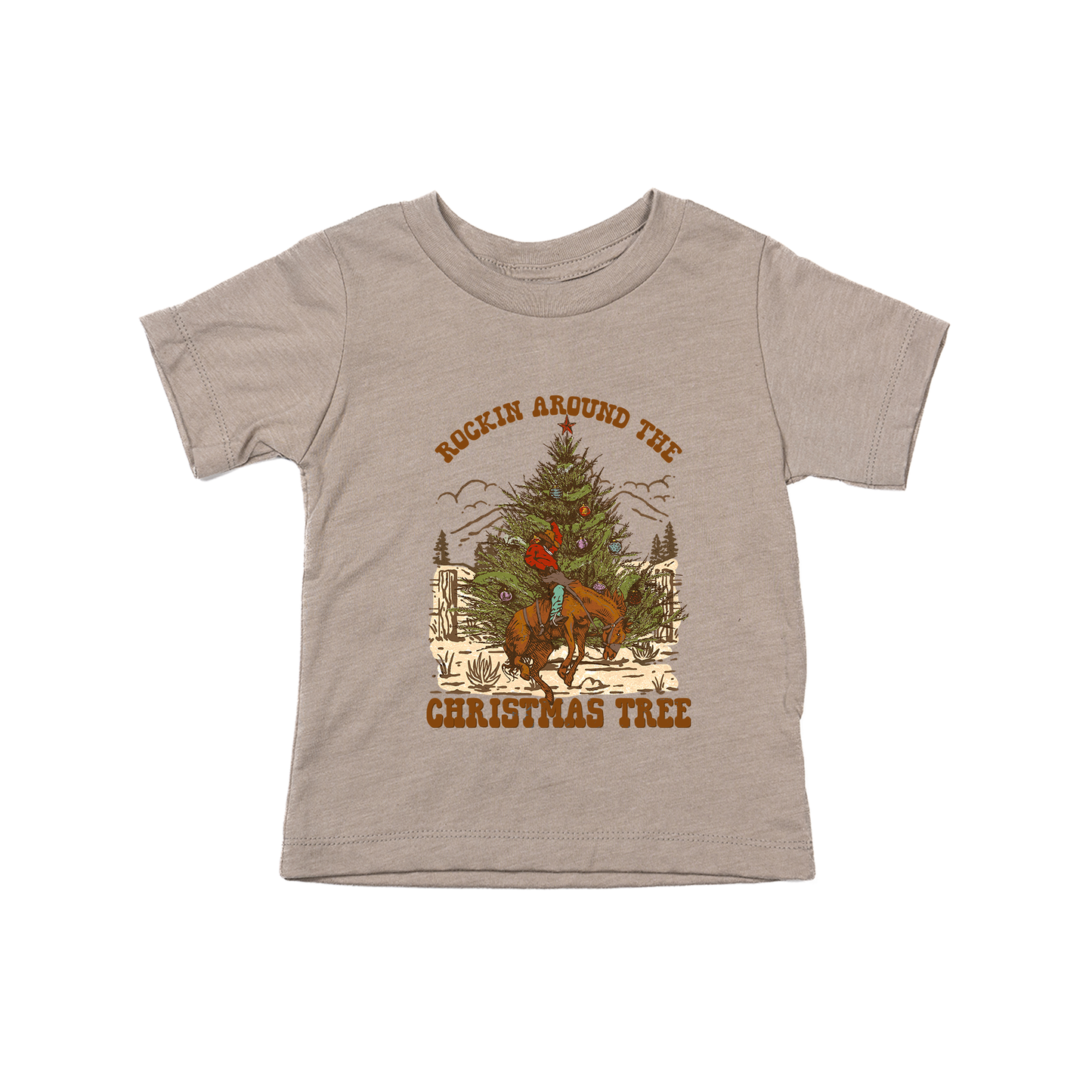 Rockin' Around The Christmas Tree (Rodeo) - Kids Tee (Pale Moss)