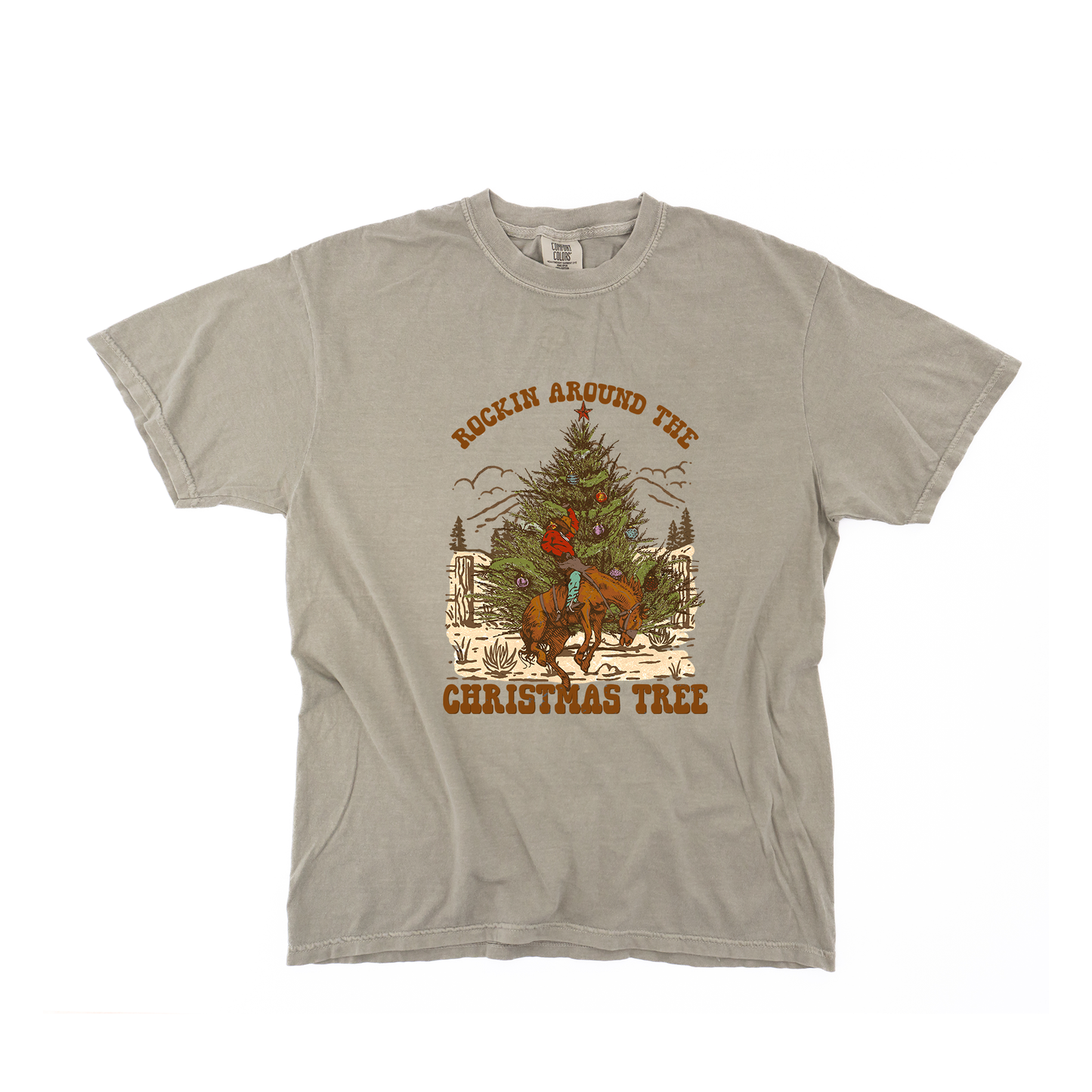 Rockin' Around The Christmas Tree (Rodeo) - Tee (Sandstone)