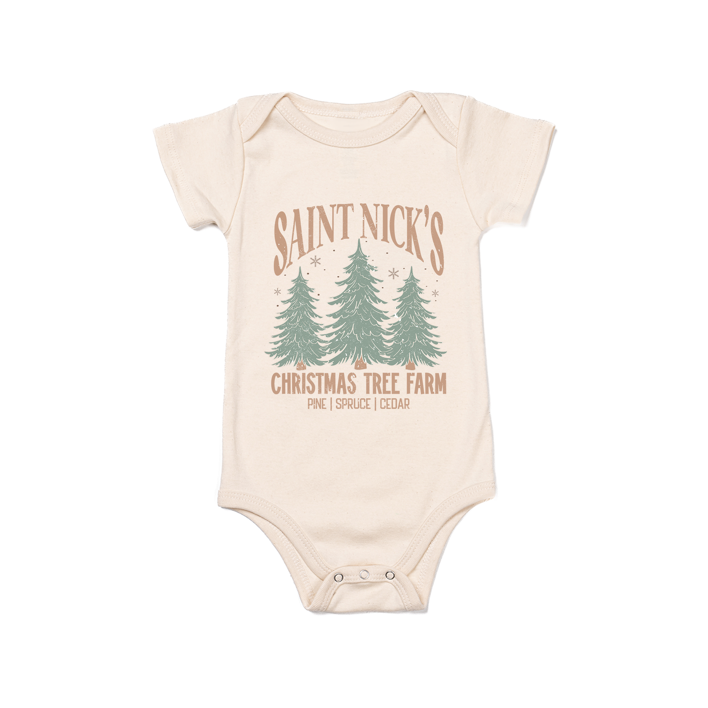 Saint Nick's Christmas Tree Farm - Bodysuit (Natural, Short Sleeve)