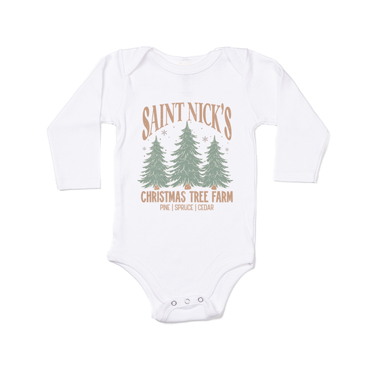 Saint Nick's Christmas Tree Farm - Bodysuit (White, Long Sleeve)