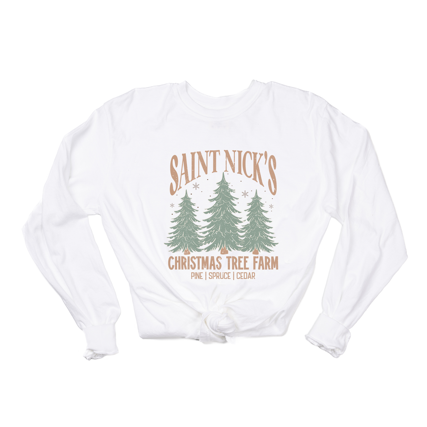 Saint Nick's Christmas Tree Farm - Tee (Vintage White, Long Sleeve)