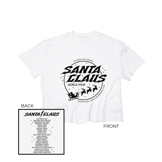 Santa Claus World Tour (Front and Back) - Cropped Tee (White)