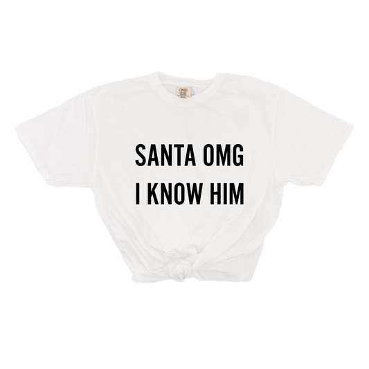 Santa OMG I Know Him (Black) - Tee (Vintage White, Short Sleeve)
