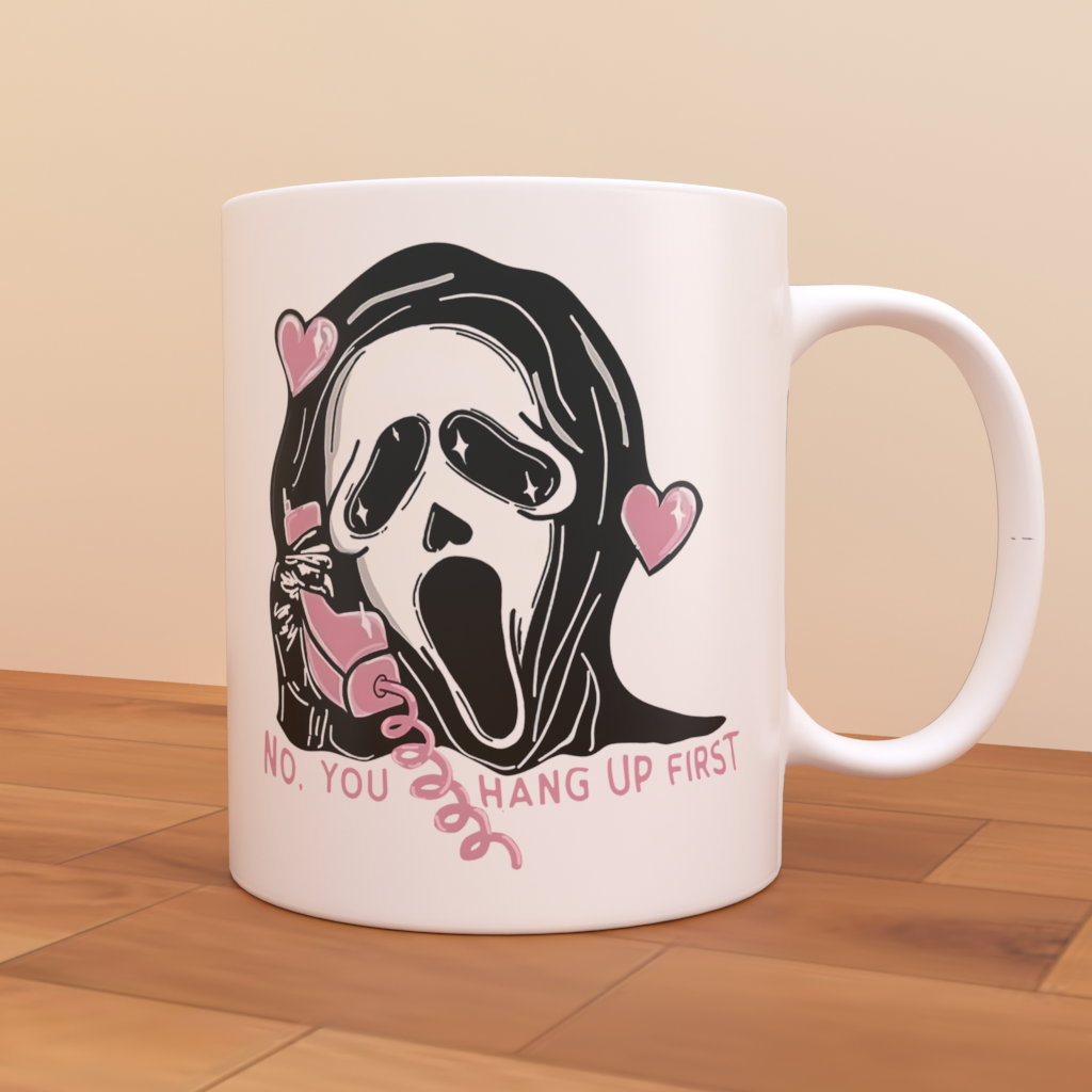 Scream Ghost Face No You Hang Up - Coffee Mug (All White)