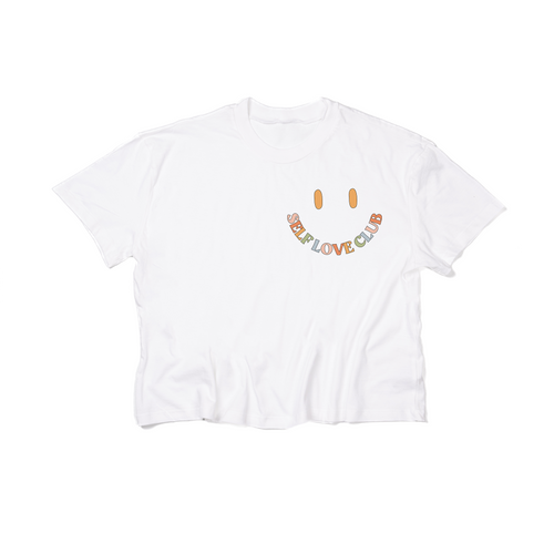 Self Love Club Smiley (Pocket) - Cropped Tee (White)