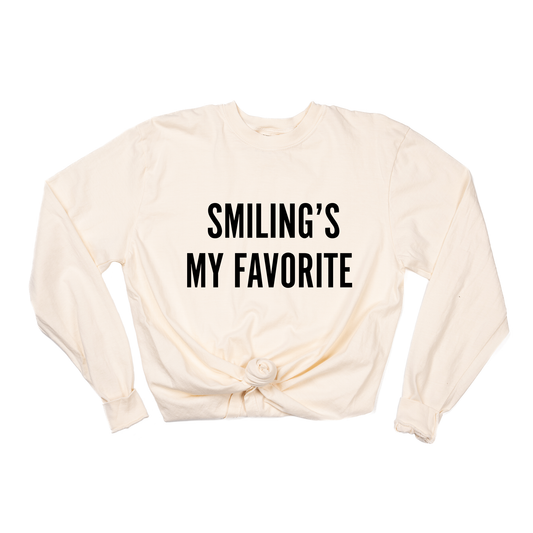 Smiling's My Favorite (Black) - Tee (Vintage Natural, Long Sleeve)