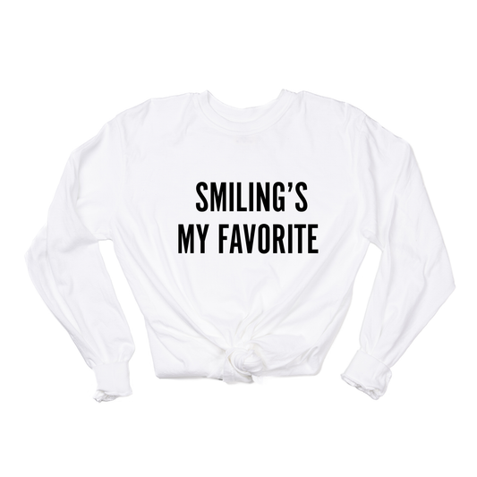 Smiling's My Favorite (Black) - Tee (Vintage White, Long Sleeve)