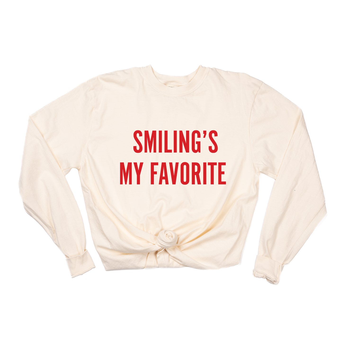 Smiling's My Favorite (Red) - Tee (Vintage Natural, Long Sleeve)
