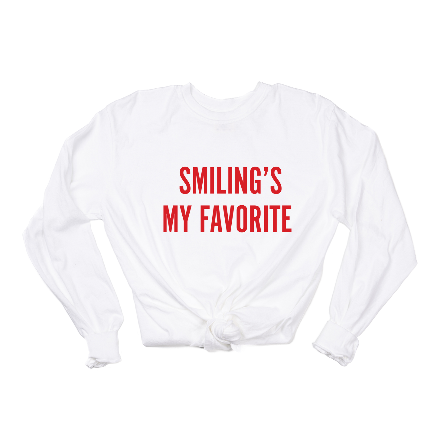 Smiling's My Favorite (Red) - Tee (Vintage White, Long Sleeve)