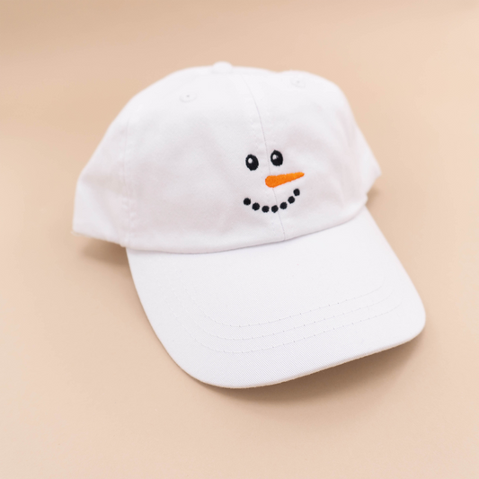 Snowman Face - Baseball Hat (White)