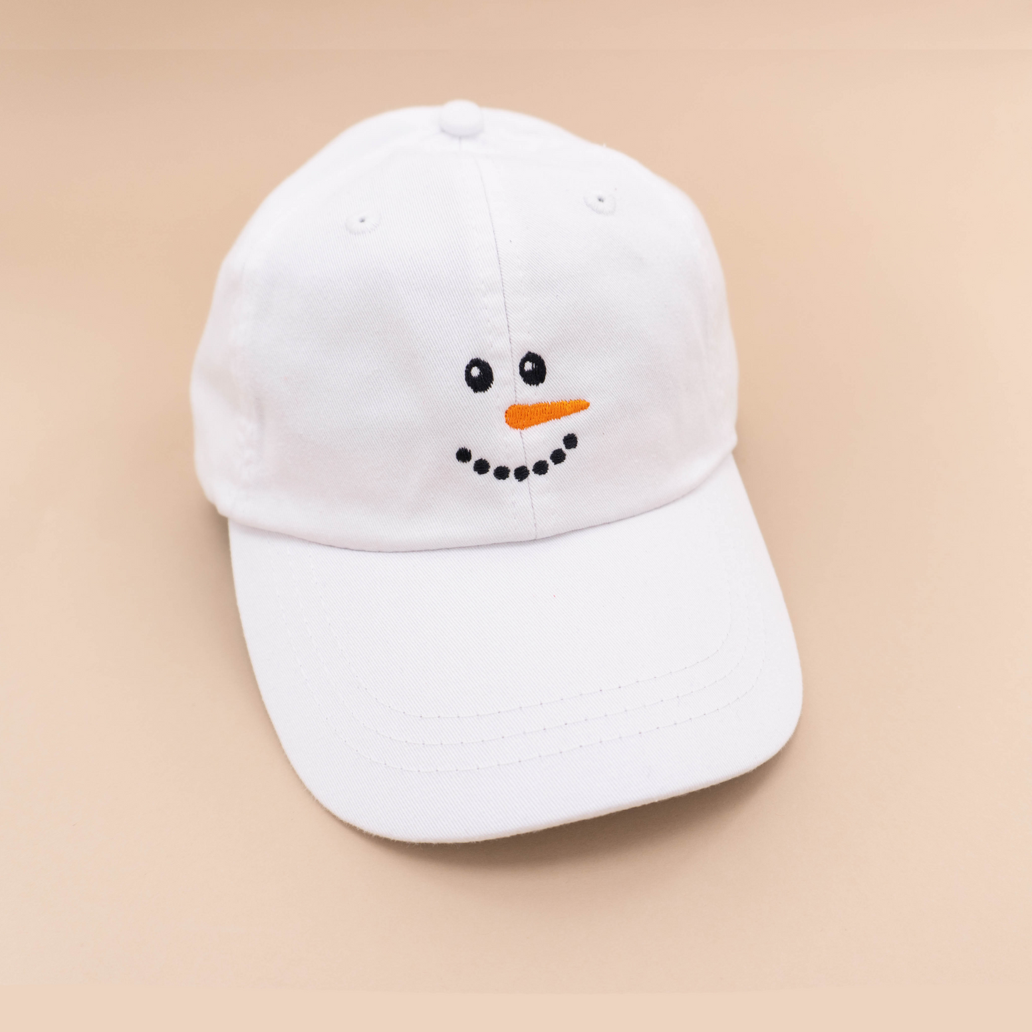 Snowman Face - Baseball Hat (White)