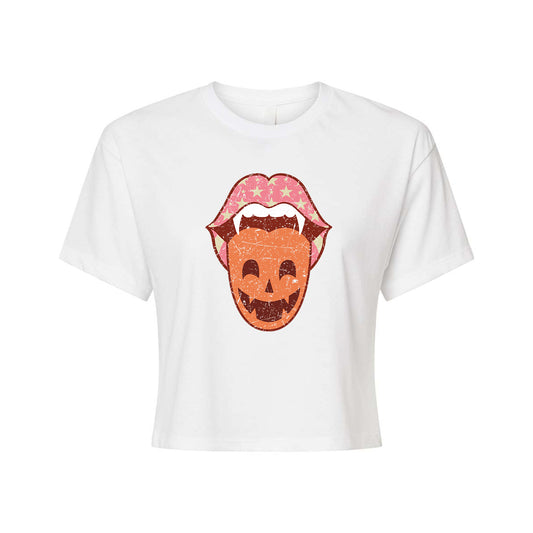 Pumpkin Tongue - Cropped Tee (White)