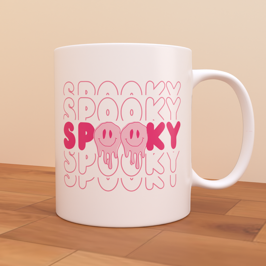 Spooky Smiley Hot Pink - Coffee Mug (White)
