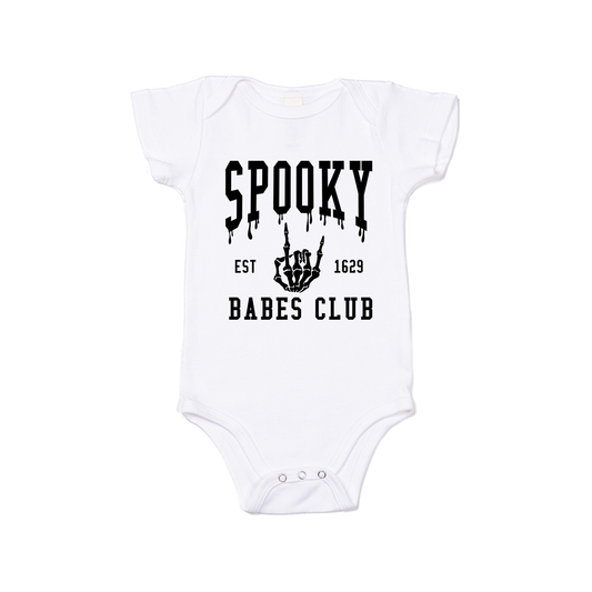 Spooky Babes Club (Black) - Bodysuit (White, Short Sleeve)