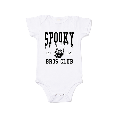 Spooky Bros Club (Black) - Bodysuit (White, Short Sleeve)