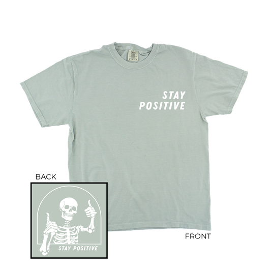 Stay Positive Skeleton (White, Front and Back) - Tee (Bay)