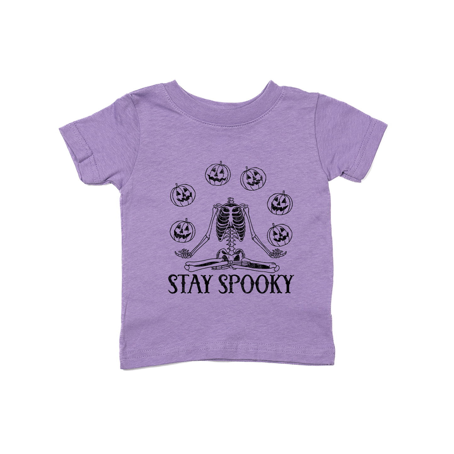 Stay Spooky Pumpkin Head Skeleton - Kids Tee (Lavender)