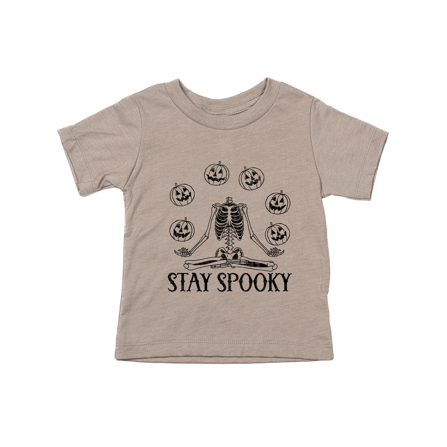 Stay Spooky Pumpkin Head Skeleton - Kids Tee (Pale Moss)