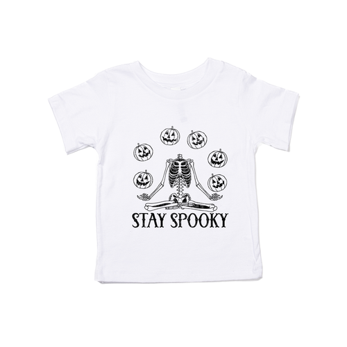 Stay Spooky Pumpkin Head Skeleton - Kids Tee (White)