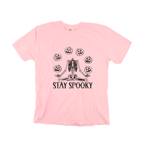 Stay Spooky Pumpkin Head Skeleton - Tee (Pale Pink)