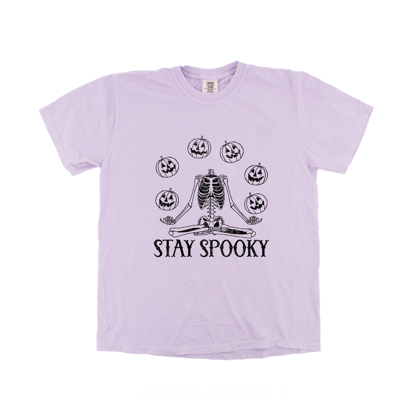 Stay Spooky Pumpkin Head Skeleton - Tee (Pale Purple)