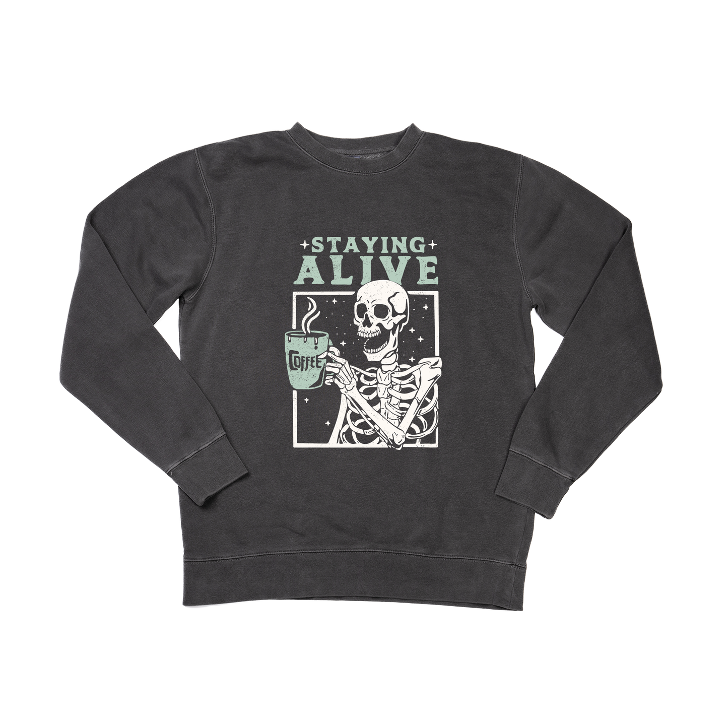 Staying Alive (Mint) - Sweatshirt (Charcoal)