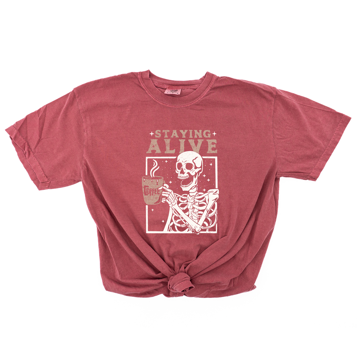 Staying Alive (Tan) - Tee (Brick)