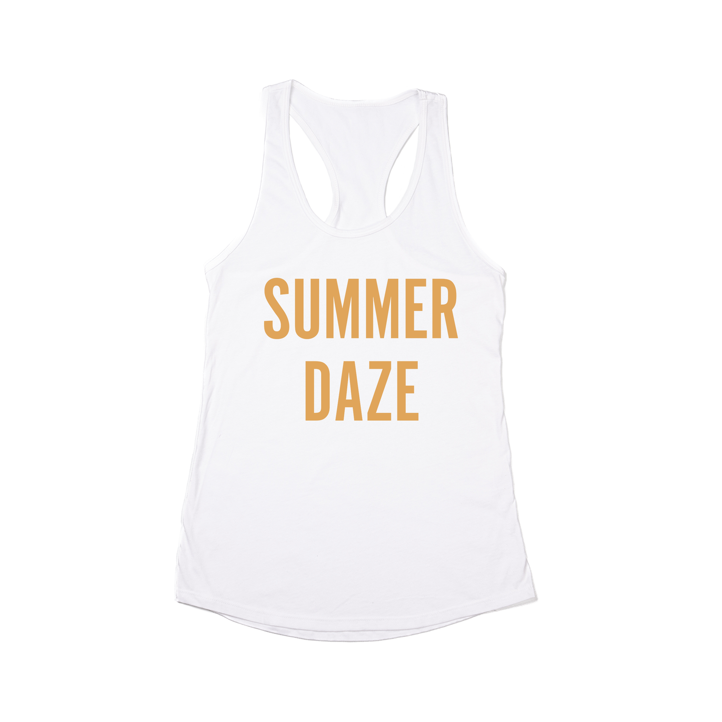 Summer Daze (Mustard) - Women's Racerback Tank Top (White)