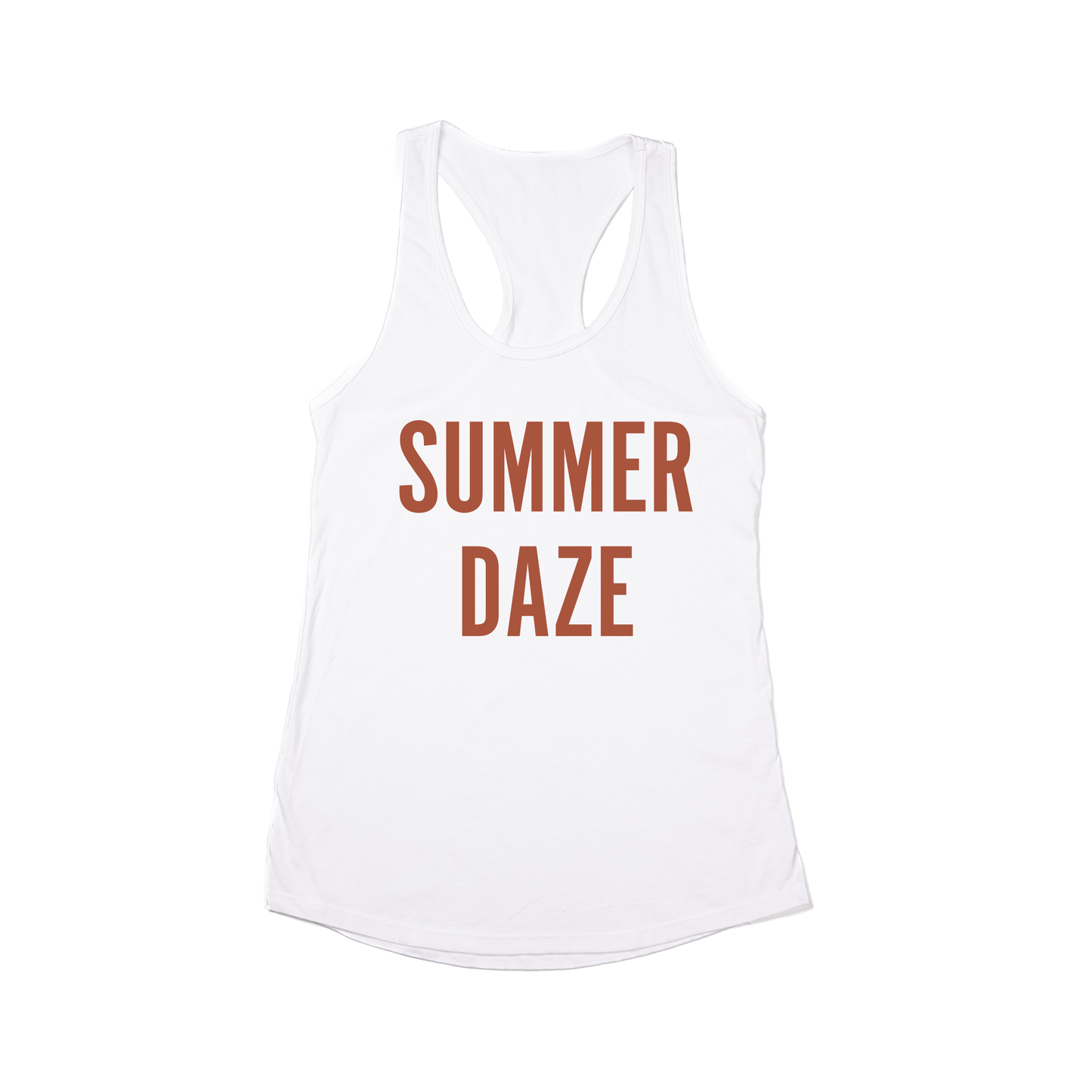 Summer Daze (Rust) - Women's Racerback Tank Top (White)