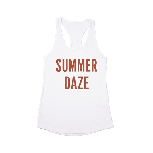 Summer Daze (Rust) - Women's Racerback Tank Top (White)