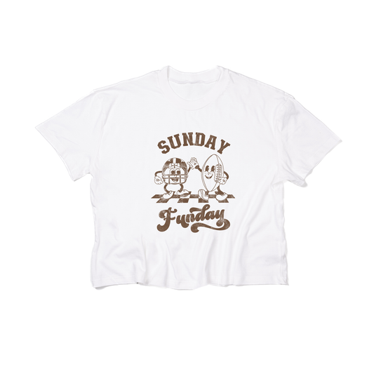 Sunday Funday Football Friends - Cropped Tee (White)