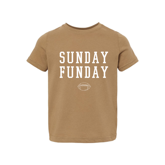 Sunday Funday (White, Varsity) - Kids Tee (Coyote Brown)