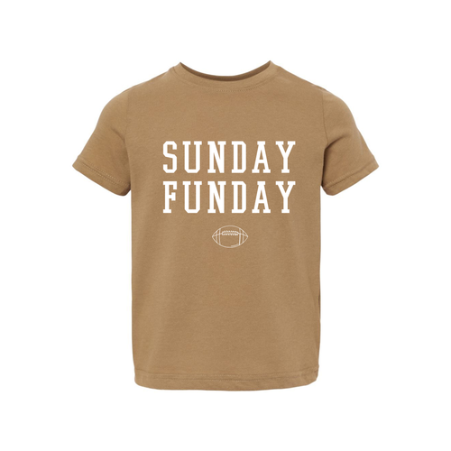 Sunday Funday (White, Varsity) - Kids Tee (Coyote Brown)