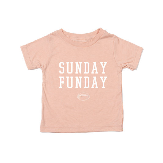 Sunday Funday (White, Varsity) - Kids Tee (Peach)