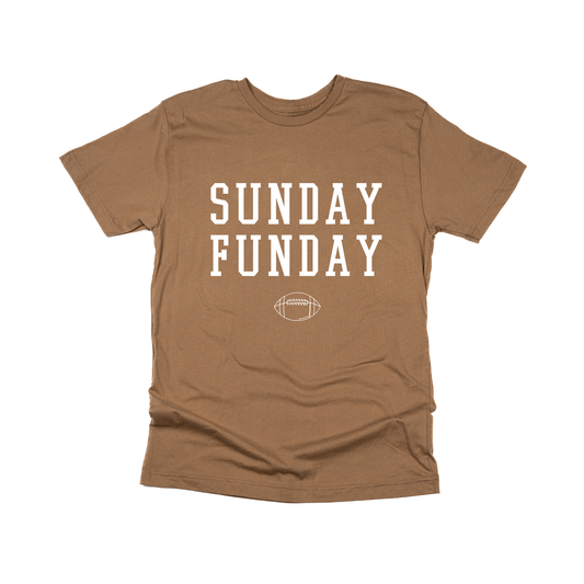 Sunday Funday (White, Varsity) - Tee (Coyote Brown)