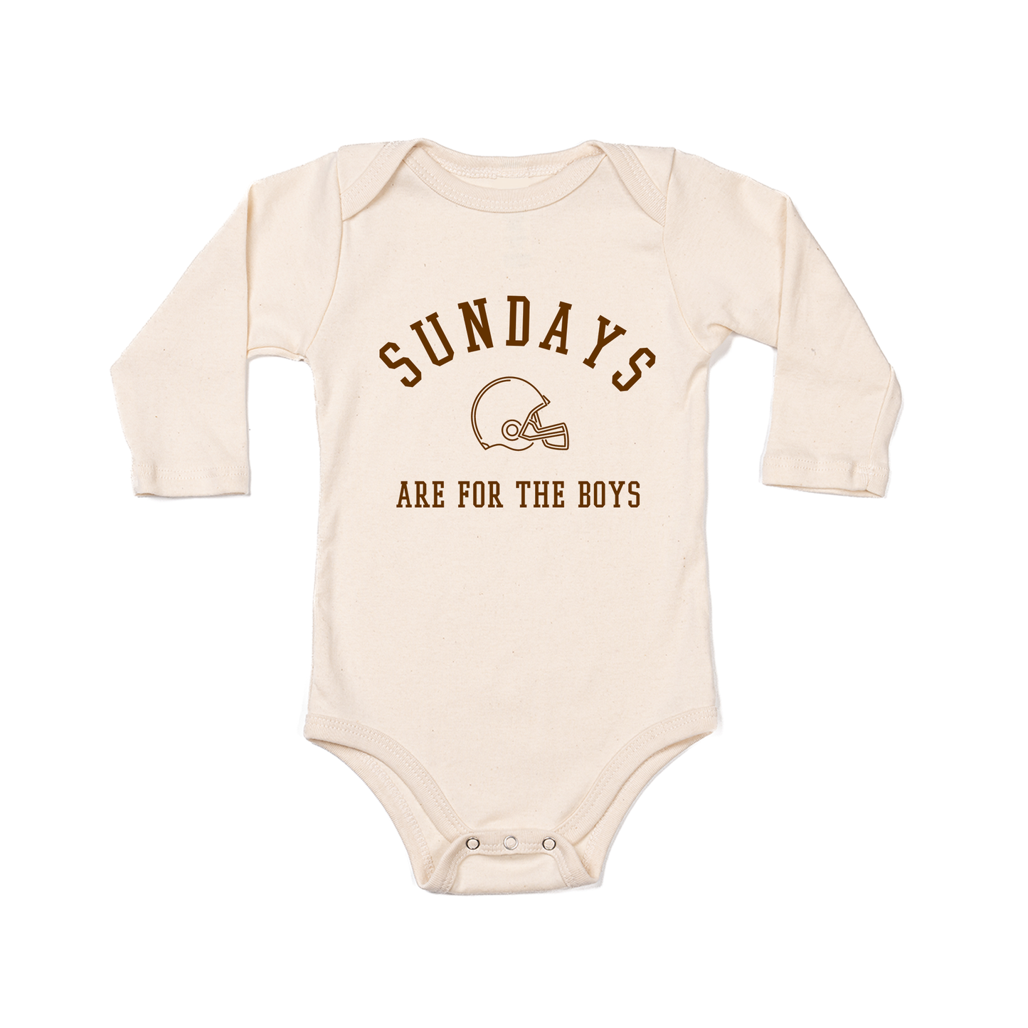 Sundays Are For The Boys (Brown) - Bodysuit (Natural, Long Sleeve)